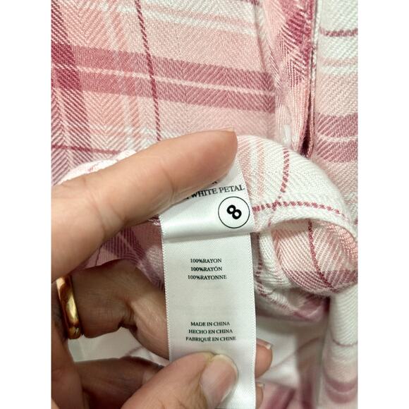 Rails Hunter Plaid Long Sleeve Pocket Button Down Shirt White/Pink Womens Size L - Picture 7 of 7